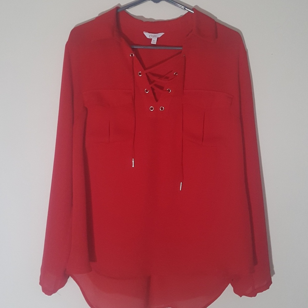 Candie's XL Red Long Sleeve Blouse